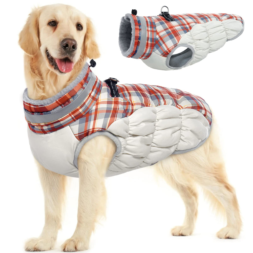 FUAMEY dog coat back-zipper harness for easy on/off and leash attachment.