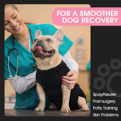 FUAMEY dog recovery suit black XL on-dog walking shows breathable comfort
