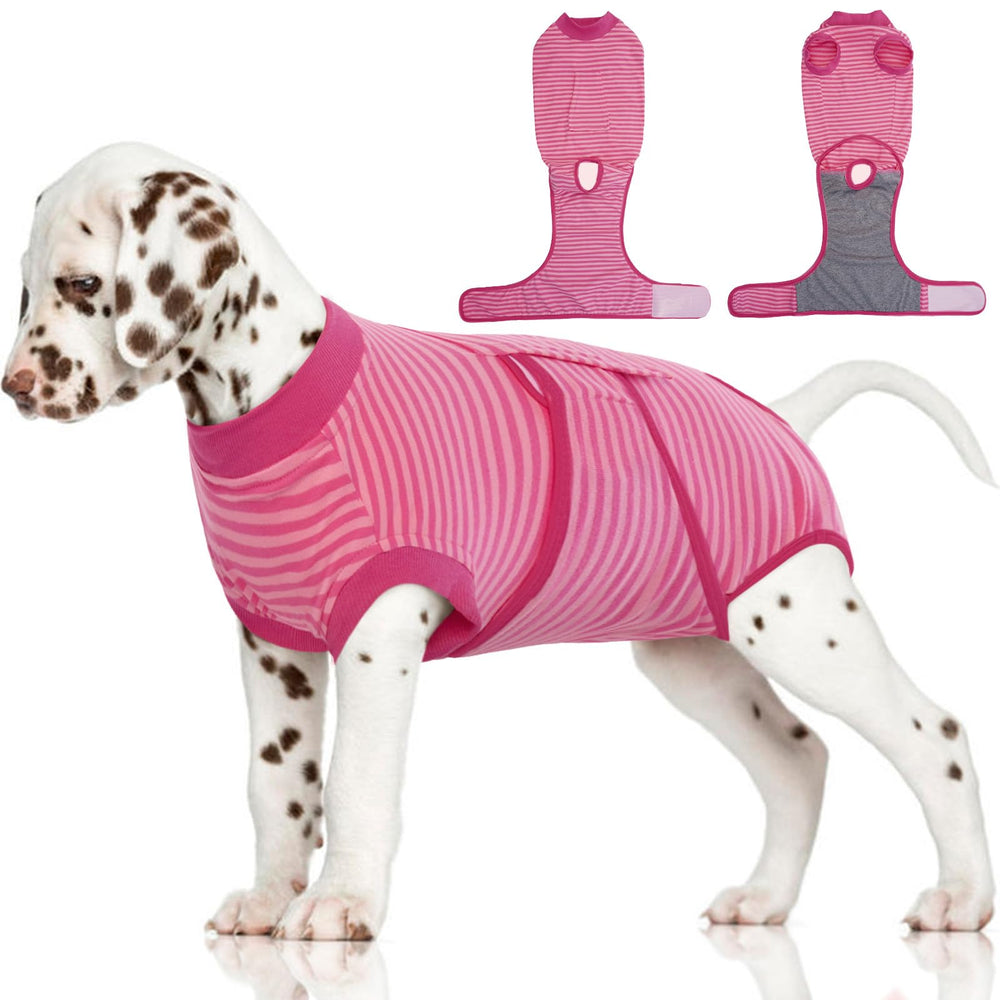 FUAMEY Recovery Suit rose stripes back view protects wounds during rest