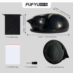 FUFYUKEY cat urn detailed screw-opening, secure sealing for ashes.