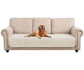 Fuguitex waterproof dog bed cover on sofa protects furniture from spills