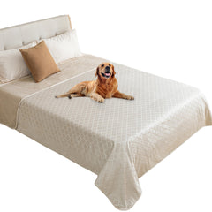 Fuguitex waterproof dog blanket 82x82in cream on sofa protects furniture