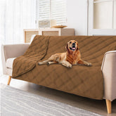 Fuguitex waterproof dog blanket closeup stitching shows durable leak-resistant edge protection