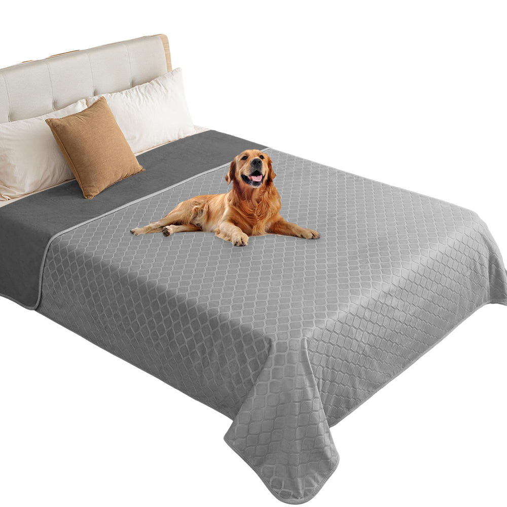 Fuguitex waterproof dog blanket cover 82x102 in light grey protecting furniture.
