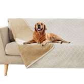 Fuguitex waterproof dog blanket cover closeup highlighting dual coating for spill protection.
