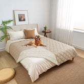 Fuguitex waterproof dog blanket front view showing two color reversible design for sofas