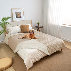 Fuguitex waterproof dog blanket front view showing two color reversible design for sofas