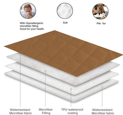 Fuguitex waterproof dog blanket on sofa demonstrates furniture-protecting coverage from spills
