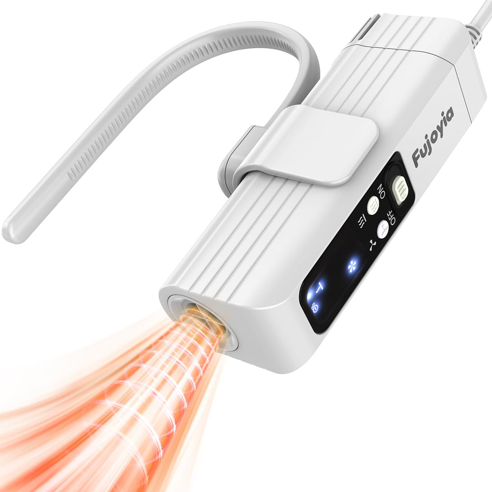 Fujoyia Pet Hair Dryer with hanging strap enables hands-free grooming for calmer sessions.