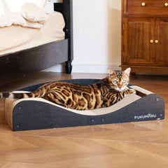 FUKUMARU cardboard scratcher bed 29-1-inch offers spacious lounging for larger cats