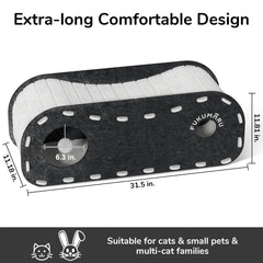FUKUMARU cat bed tunnel assembly grey shows quick setup and flexible space.