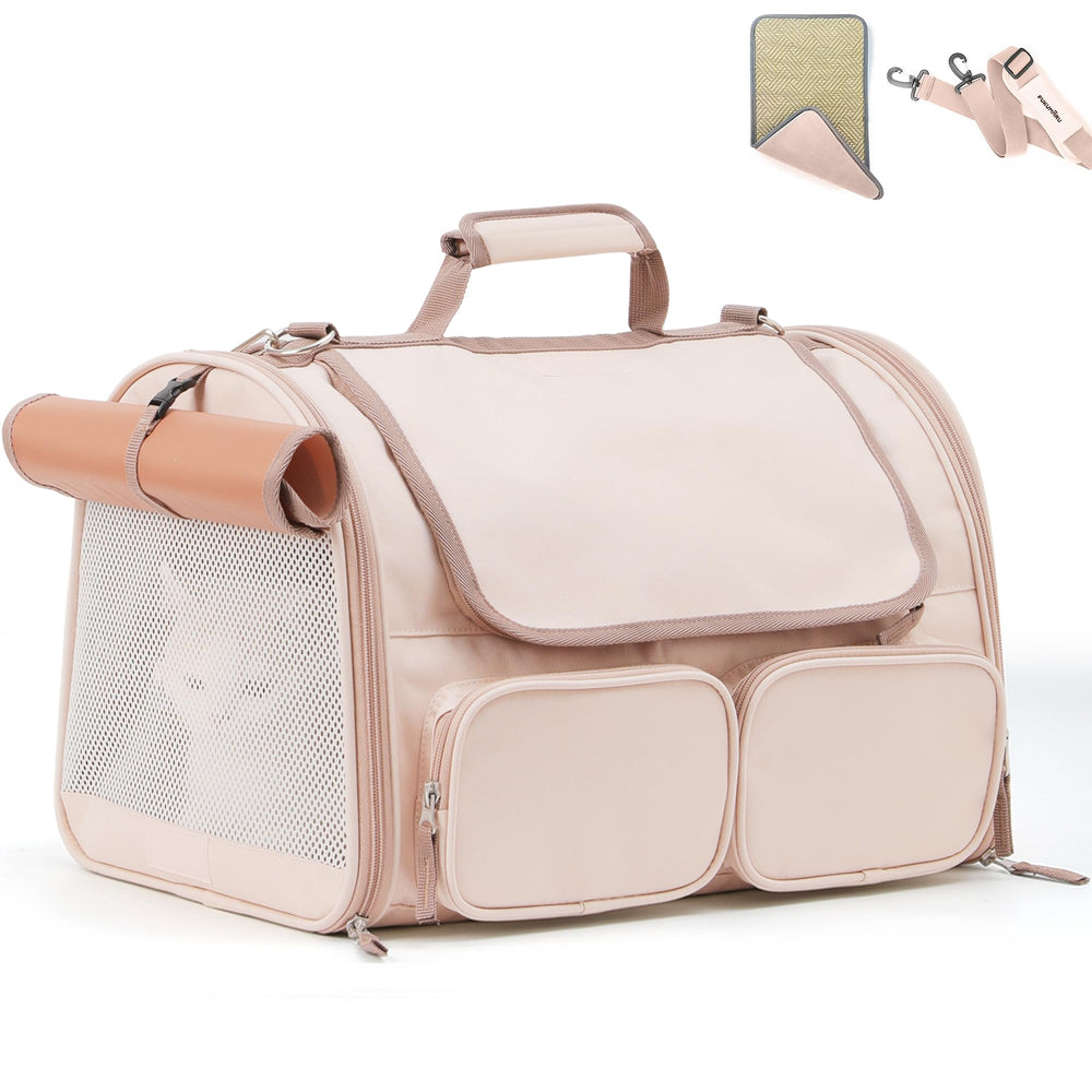 FUKUMARU cat carrier top view highlights compact under seat travel suitability