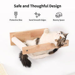 FUKUMARU cat hammock wall-mounted side view emphasizes space-saving design for small rooms.
