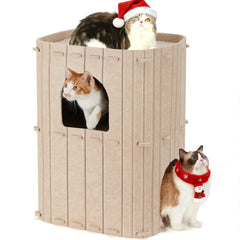 FUKUMARU Cat House indoor cats 2-storey large bed view, inviting napping and play.