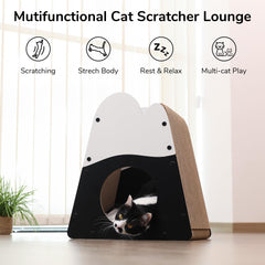 FUKUMARU Cat Scratcher House entrance highlights the wide 7.9-inch opening for larger cats.