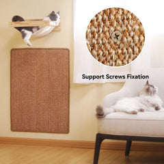 FUKUMARU cat scratcher mat by a door showing multi use surface and secure placement.
