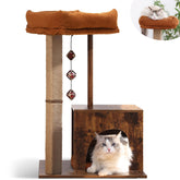 FUKUMARU cat-scratching-post square-post wooden-tower provides durable scratching for playful cats.