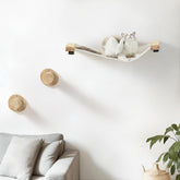 FUKUMARU cat wall furniture setup shows sturdy two-shelf system mounted on the wall