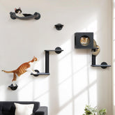 FUKUMARU Cat Wall Shelves all-in-one perch showcasing a space-saving feline playground.