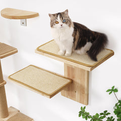 FUKUMARU cat wall shelves natural sisal mat for scratching and play.