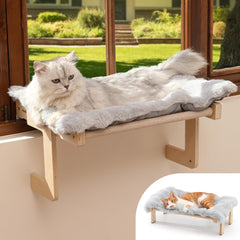 FUKUMARU cat window perch assembly showing tool-free setup for flexible placement