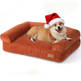 FUKUMARU corduroy dog bed texture highlighting cozy warmth and inviting softness.