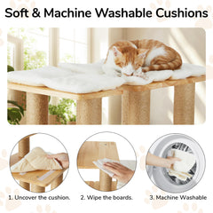 FUKUMARU solid-rubberwood-frame emphasizes stability for up to 200 lb pets.