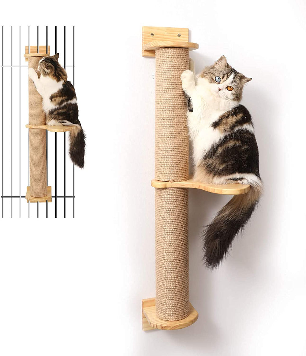 FUKUMARU wall-mounted cat activity tree scratching posts provide durable play.