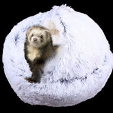Fulue ferret cave gray donut-shaped bed for cozy, curled-up naps.