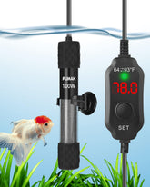 FUMAK 100W short aquarium heater with LED display for precise temp control in 10-20 gallon tanks.