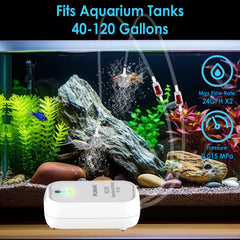 FUMAK dual-outlet setup demonstrating efficient surface aeration for bigger tanks.