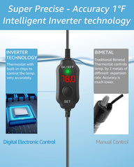 FUMAK submersible heater demonstrates space-saving design in a small aquarium.