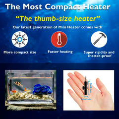 FUMAK Super Mini heater digital display closeup emphasizes precise temperature control for small tanks.