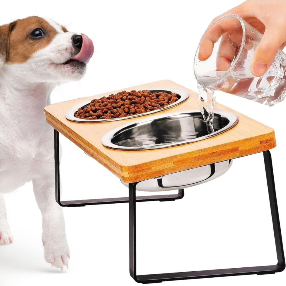 FUNACAY elevated bowls with dual 54 oz stand for ergonomic pet dining.