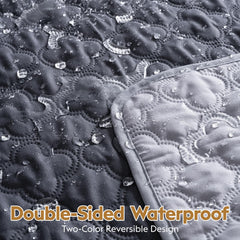 FunFurry double-sided blanket with light side blends with decor while protecting upholstery.