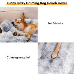 Funny Fuzzy calming dog bed soft surface ideal for relaxed lounging.
