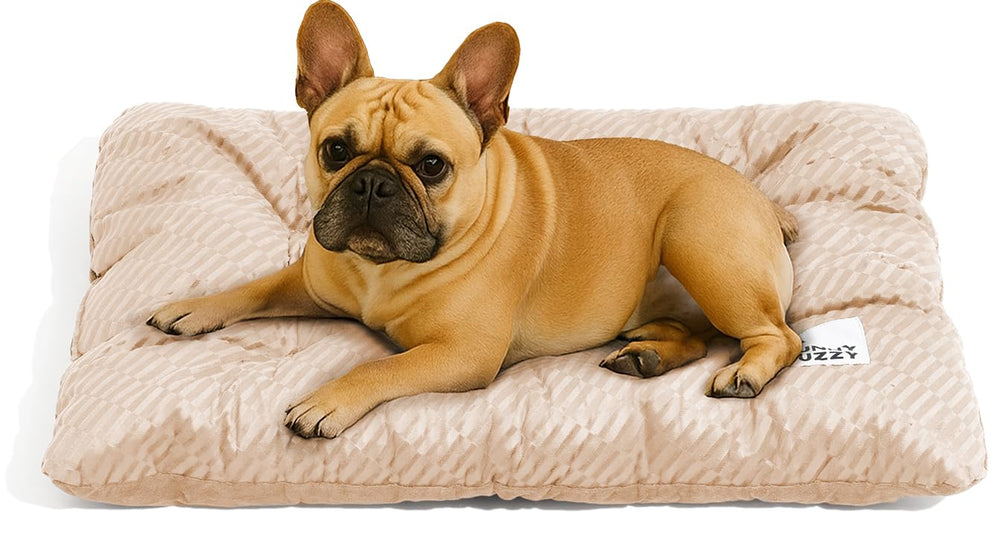 Funny Fuzzy dog bed charcoal grey closeup showing cooling and warming comfort
