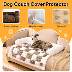 Funny Fuzzy dog couch bed pillow 3-side cushions support head and neck.
