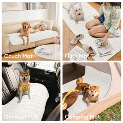 Funny Fuzzy front view shows non-slip backing securing cover in place for active pets.