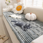 Funny Fuzzy pet couch cover blue-grey closeup shows plush flannel for cozy pet comfort.