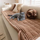 Funny Fuzzy pet couch cover in soft flannel protects sofas while keeping pets cozy.