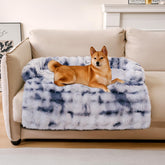 Funny Fuzzy pet fluffy couch cover closeup highlights ultra-soft fabric for calming naps and sofa protection.
