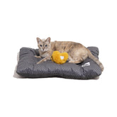 FUNNY FUZZY washable dog bed shows reversible crate mat for year-round comfort.