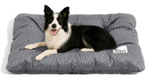 Funny Fuzzy washable XL dog crate bed closed crate view, ideal for extra-large dogs napping