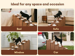 Funny Fuzzy dog stairs non-slip dots for stable footing.