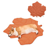 FUNNY FUZZY maple-red leaf blanket 40x46 on couch for cozy pet comfort.