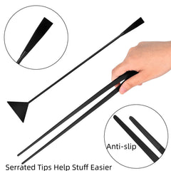 Funnytek 15-inch curved tweezers guiding plant placement and contours.