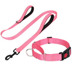 FunTags Reflective Martingale Collar Baby Pink closeup highlighting safety and control.