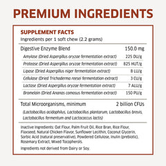 Fur Belly Probiotics digestive enzymes packet highlights support for gas and upset stomach.