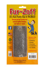 Fur-Zoff Pet Hair Remover on car interior quickly lifts dog and cat hair.